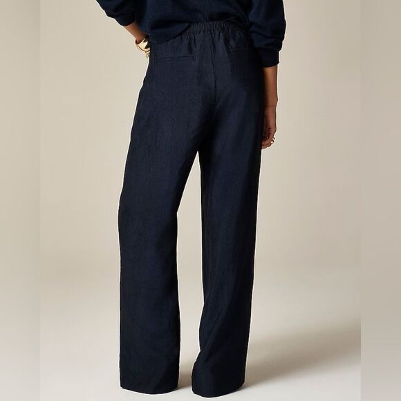 NWT J CREW Stratus pant in textured satin in Navy - Picture 3 of 10